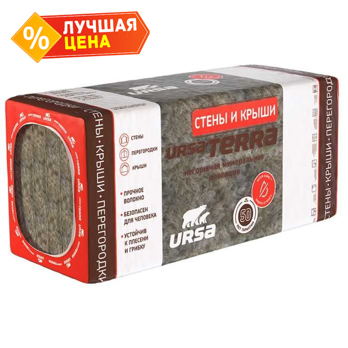 Утеплитель Ursa Terra 36 PN cтены и крыши 100х610х1250